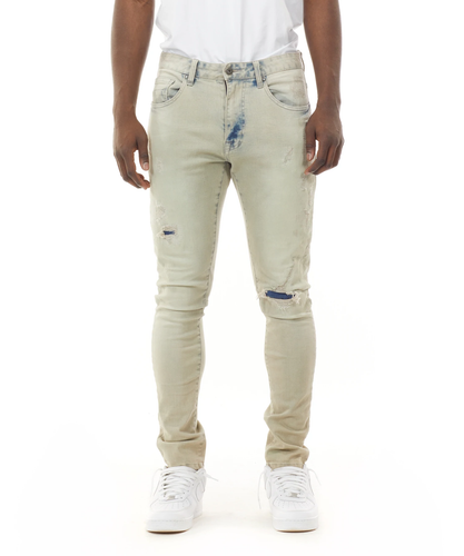 

Мужские модные джинсы Smoke Rise Flint Blue Rip - Repair Fashion