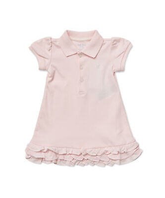 Genuine Polo Ralph Lauren Baby Girl's Ruffled Polo Dress with Bloomers - Pink