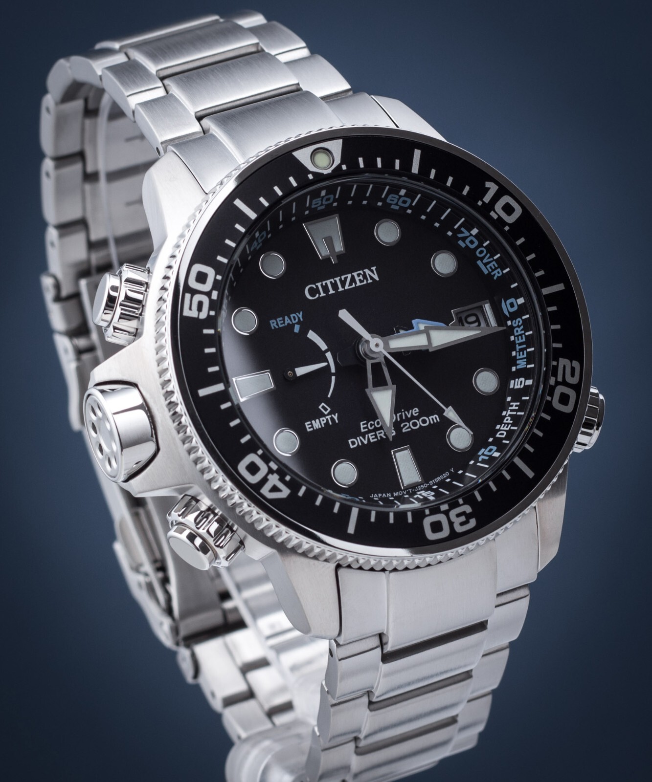 Pre-owned Citizen Promaster Bn2038-01l Aqualand 45mm Blue Dial 200m Diver's Watch -