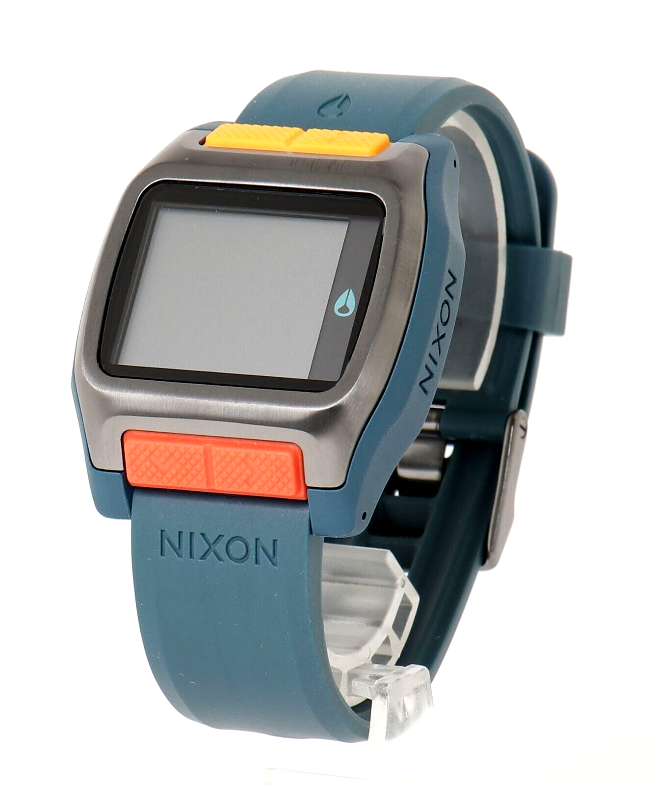 Pre-owned Nixon High Tide Men's Digital Surfing Watch Quartz Blue Resin Silicone Band