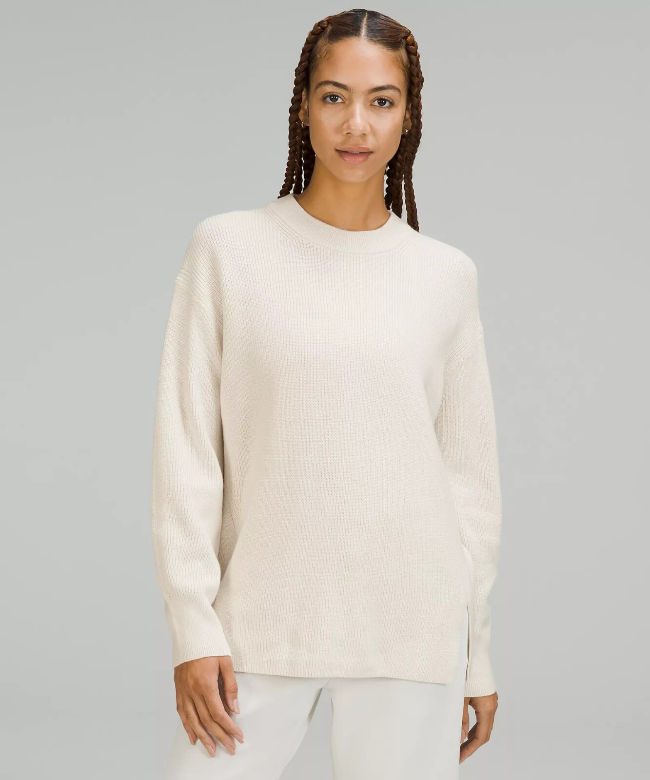 Lululemon Merino Wool-Blend Ribbed Crewneck Sweater White