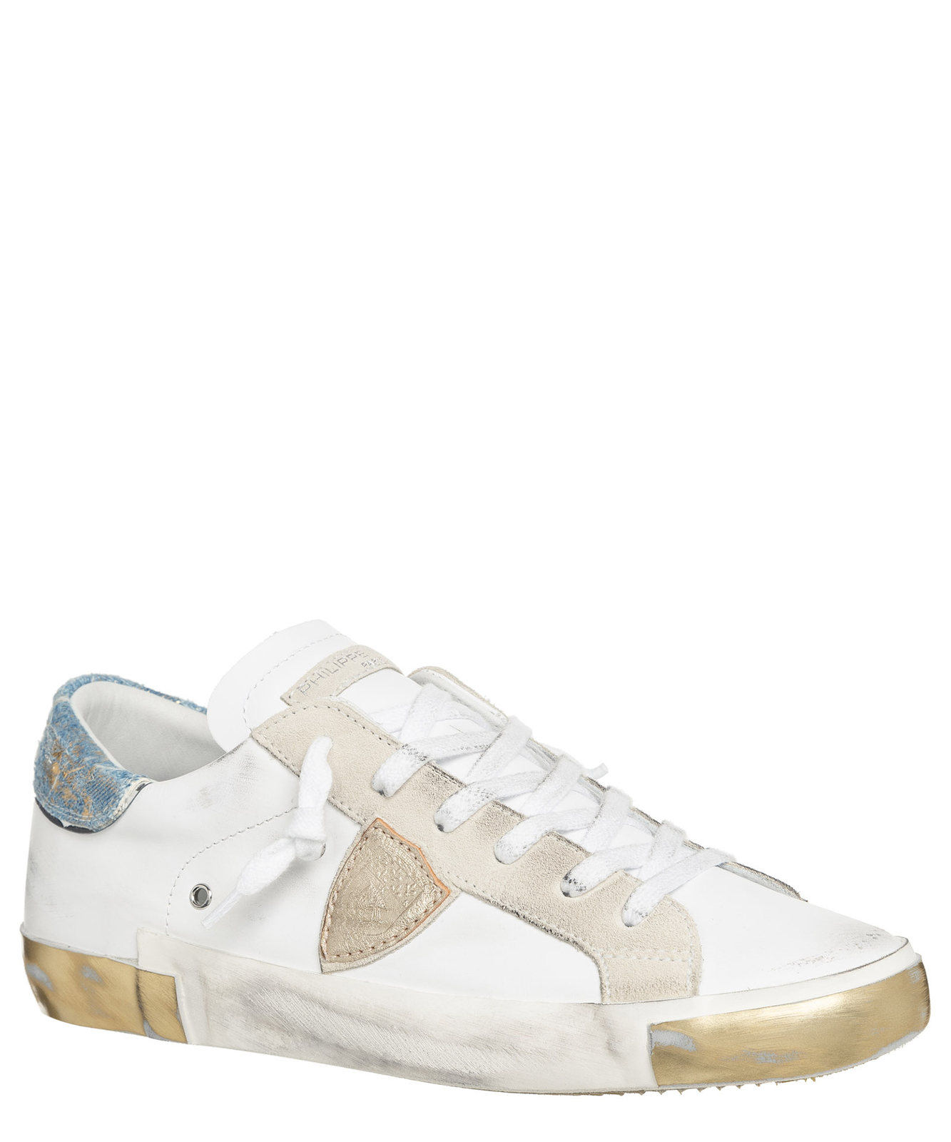 Pre-owned Philippe Model Sneakers Women Prsx Prld-vdm1 Veau Denim Metal - Blanc Azul In White