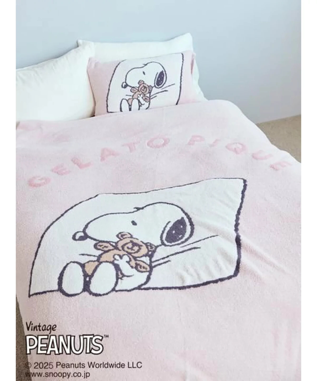 スヌーピー gelato pique ジェラピケSNOOPY×BEAR gelato pique × PEANUTS SNOOPY×BEAR Jacquard Multi-Cover Pink