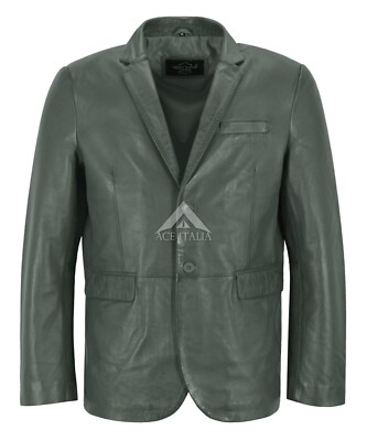 Men's Sports Blazer Classic Fit Italian Soft Lambskin Leather Milano Blazer Coat