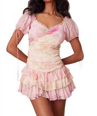 Pre-owned Loveshackfancy Jupe Puff Sleeve Dress In Floral - Size 0 In Pink