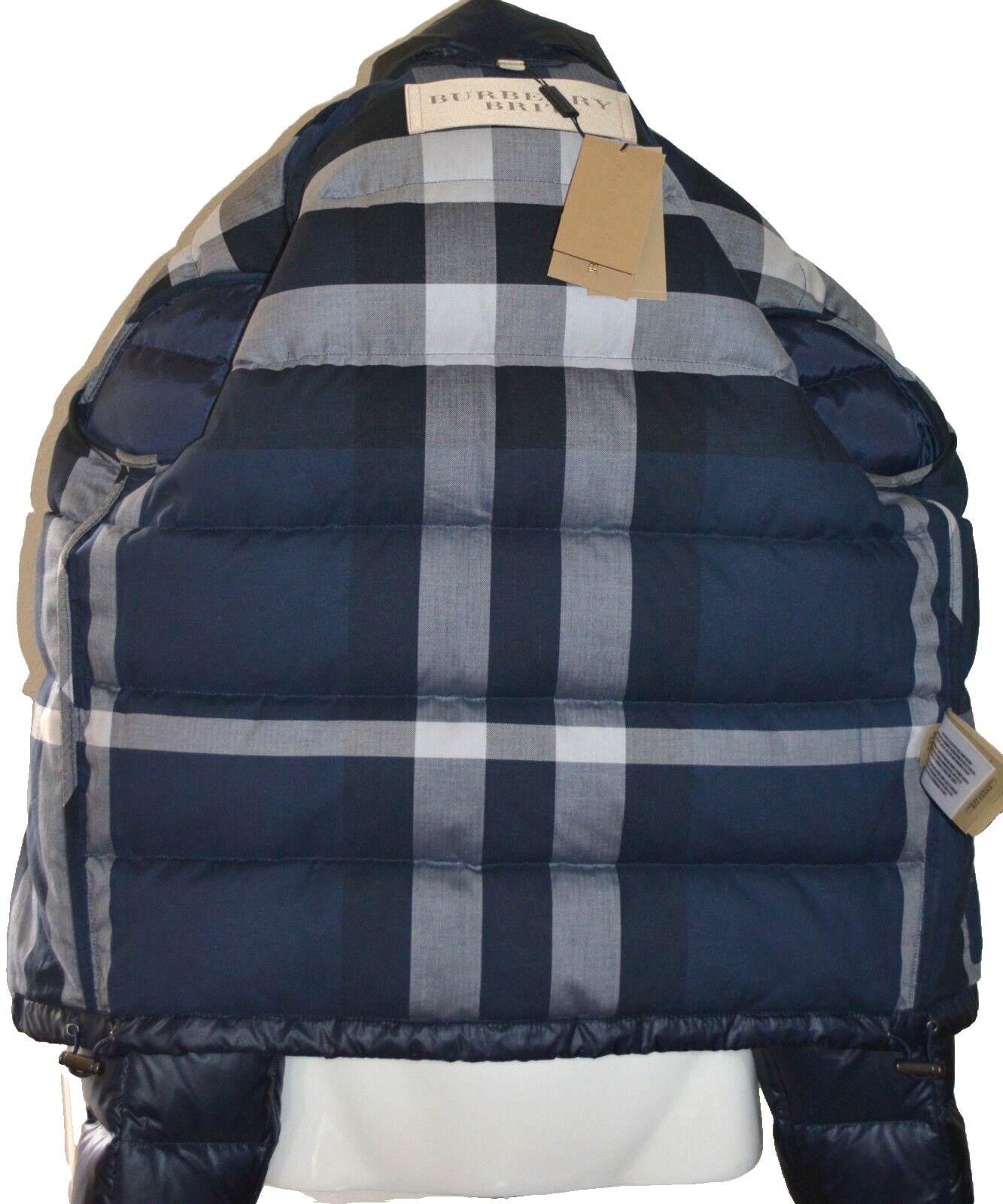 Pre-owned Burberry Brit Mens Duck Down Quilted Puffer Jacket Coat Sz Large In Blue