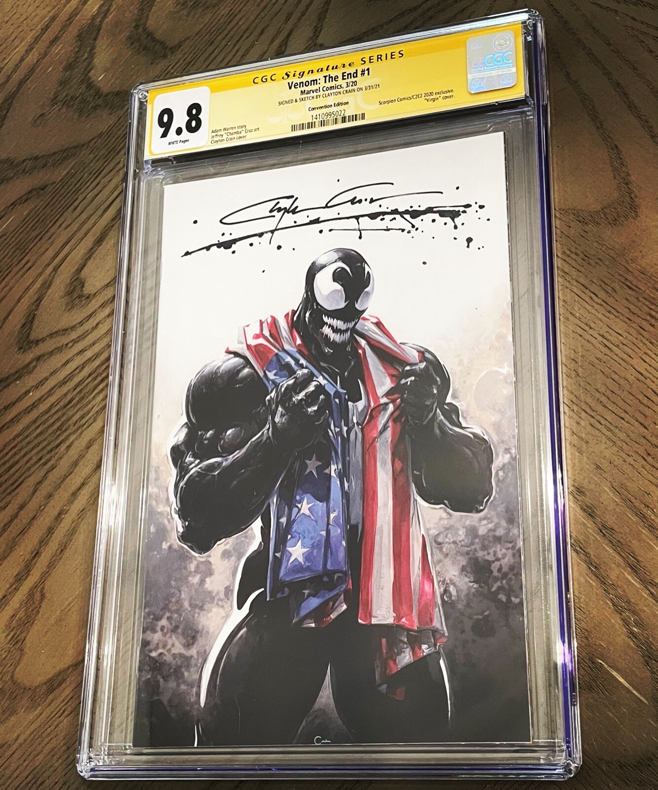 VENOM THE END 1 C2E2 VIRGIN VARIANT CGC 9.8 SS SIGNED
