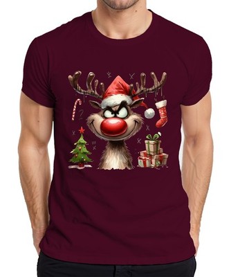 Rentier Reh Elch Rote Nase Rudolf - Weihnachten Xmas Christmas Herren T-Shirt