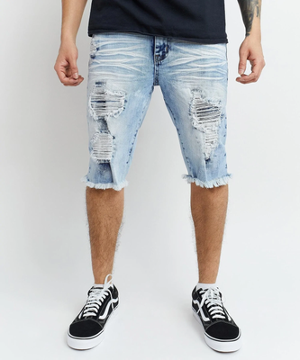 Light wash distressed denim shorts 2025