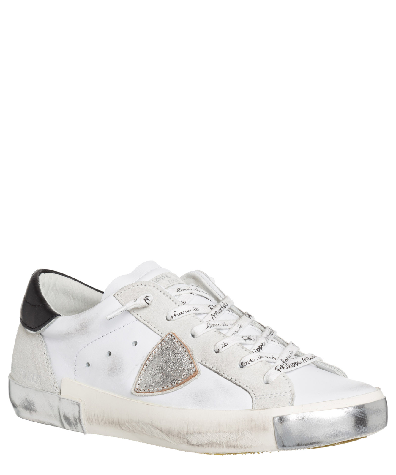 Pre-owned Philippe Model Sneakers Women Prsx Prld-ma02 Blanc - Argent Logo Detail Suede In White