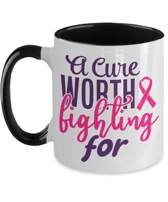 A Cure Worth Fighting For Breast Cancer Awareness Two Toned Coffee Mug 11oz