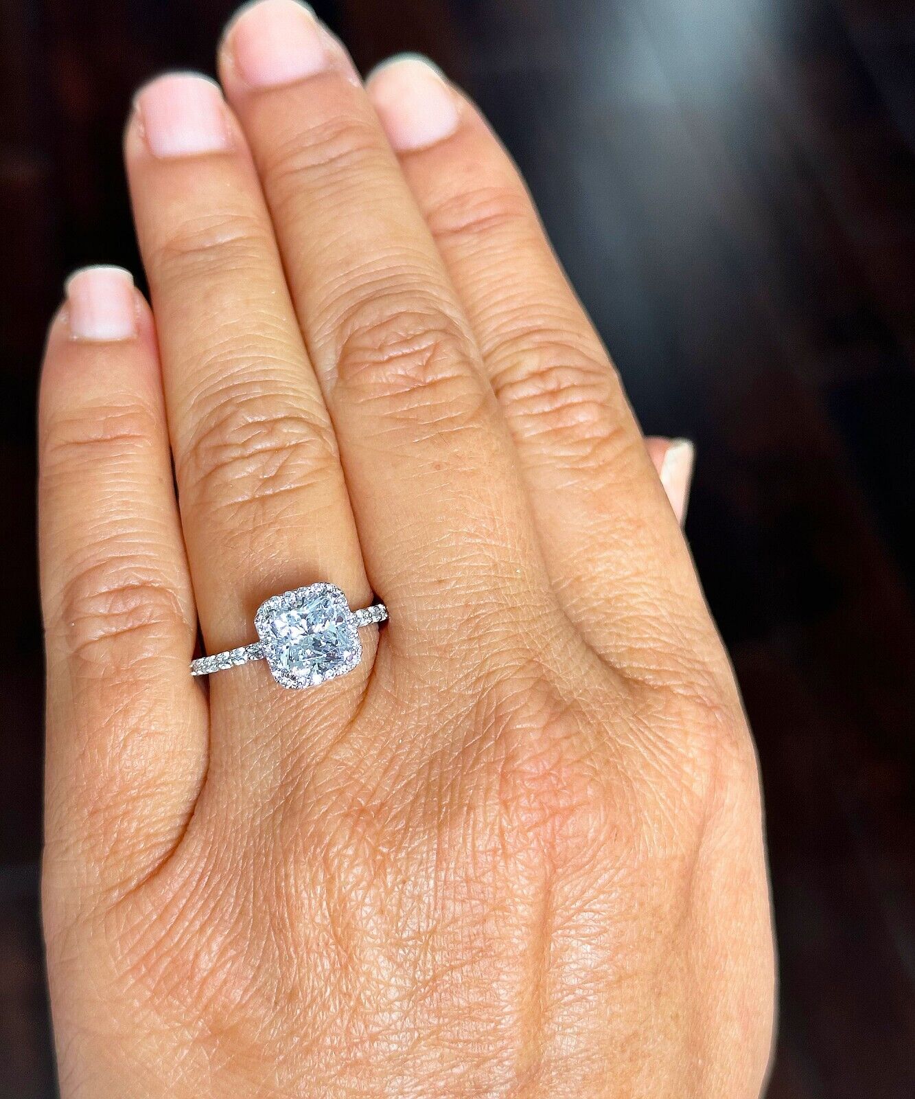 Pre-owned Knr Gia Certified 14k Solid White Gold Cushion Cut Diamond Engagement Rings 2.00ctw
