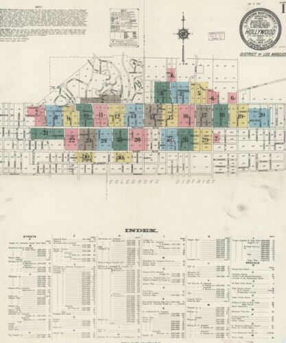 Hollywood, California~Sanborn Map© sheets~30 maps~1910 on CD~PDF files