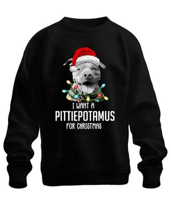 I Want A Pittiepotamus For Christmas Pitbull Santa Hat Funny Gift Unisex Sweatsh