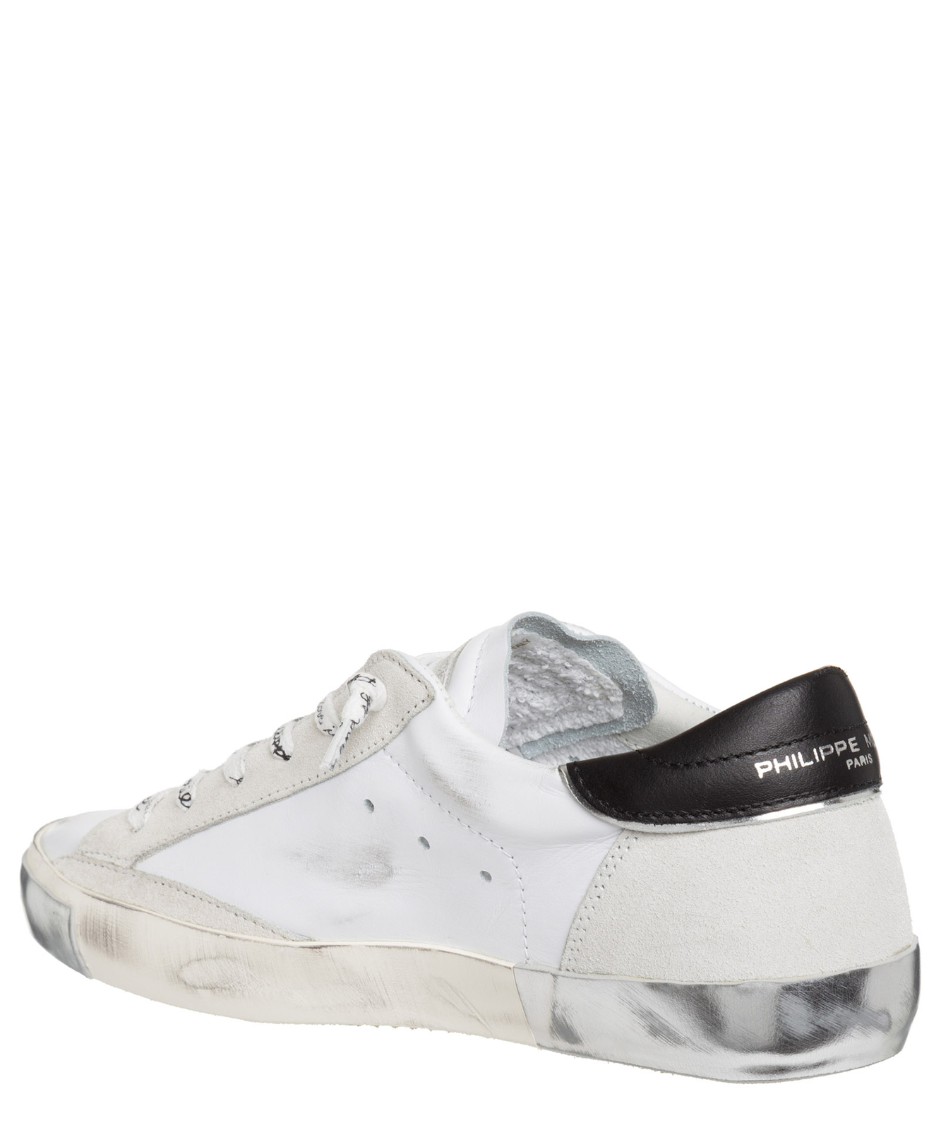 Pre-owned Philippe Model Sneakers Women Prsx Prld-ma02 Blanc - Argent Logo Detail Suede In White