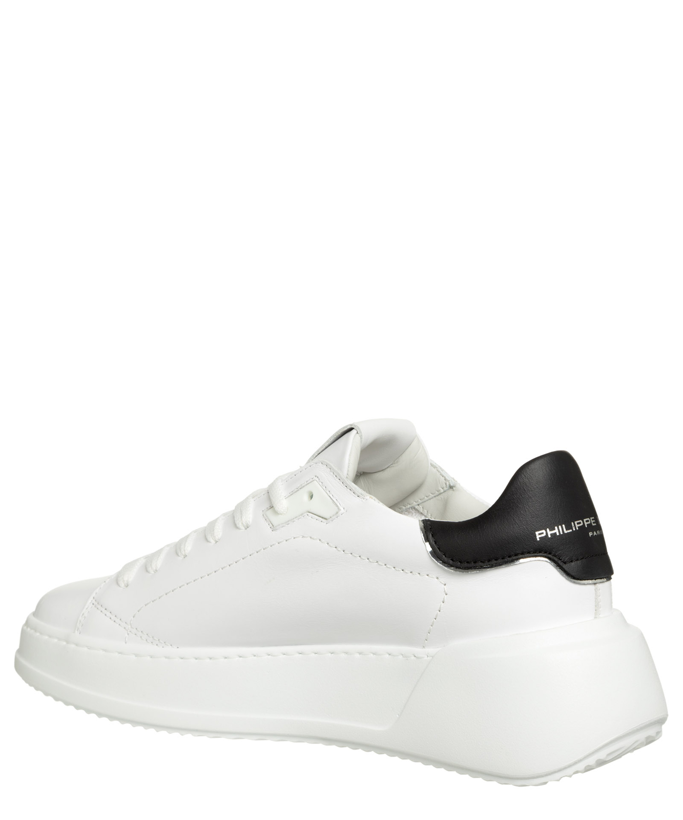 Pre-owned Philippe Model Sneakers Women Temple Bjld-v010 Blanc - Noir Leather Logo Detail In White