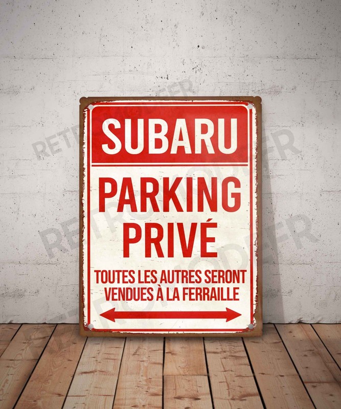 Plaque MÃ©Tal Vintage Subaru Parking PrivÃ© Enseigne Garage DÃ©Coration Voiture