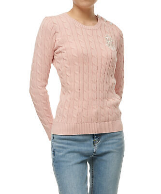 Genuine Lauren Ralph Lauren button Trim Cable Knit Sweater -Pink Watch