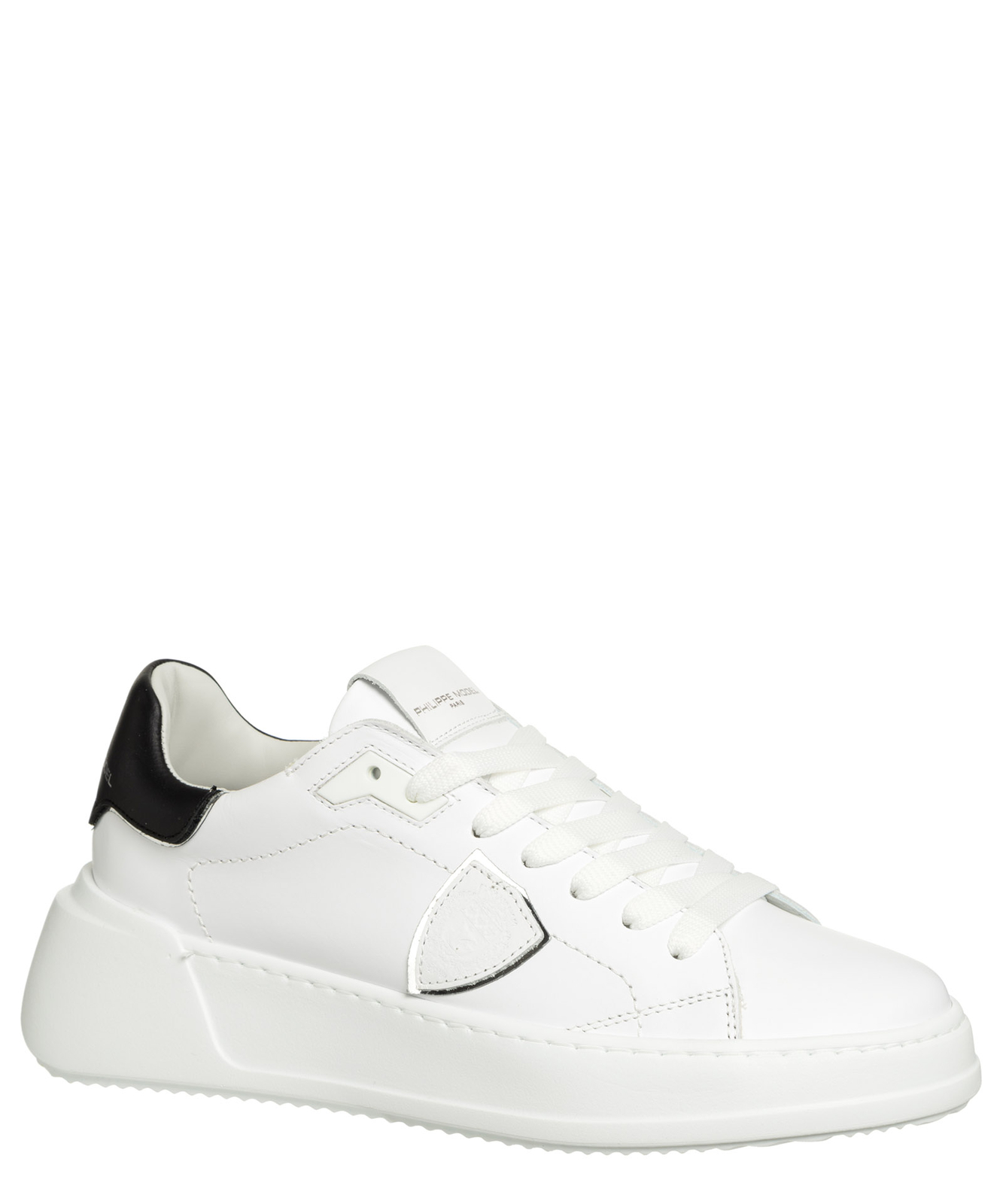 Pre-owned Philippe Model Sneakers Women Temple Bjld-v010 Blanc - Noir Leather Logo Detail In White