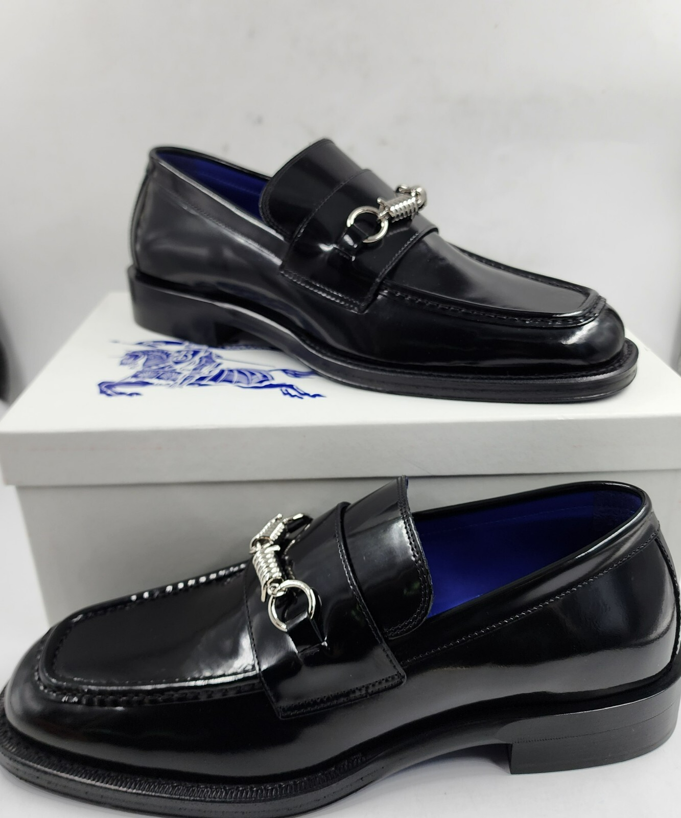 Burberry Leather Barbed Penny Loafers Men's 46/13US Black Solid