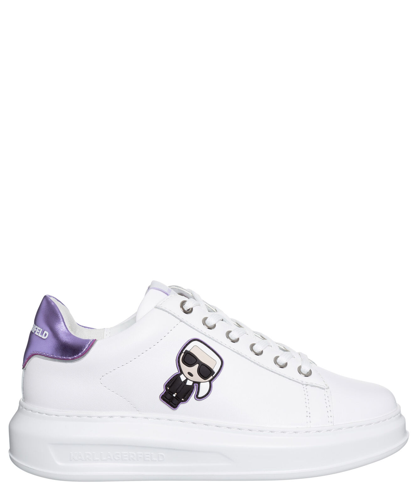 Pre-owned Karl Lagerfeld Sneakers Women Kl62530 01v White - Lilac Leather Logo Detail