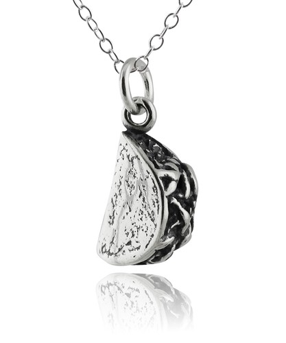 Taco Charm Necklace - 925 Sterling Silver - Tacos Mexican