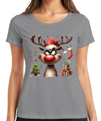 Rentier Reh Elch Rote Nase Rudolf - Weihnachten Xmas Christmas Damen T-Shirt