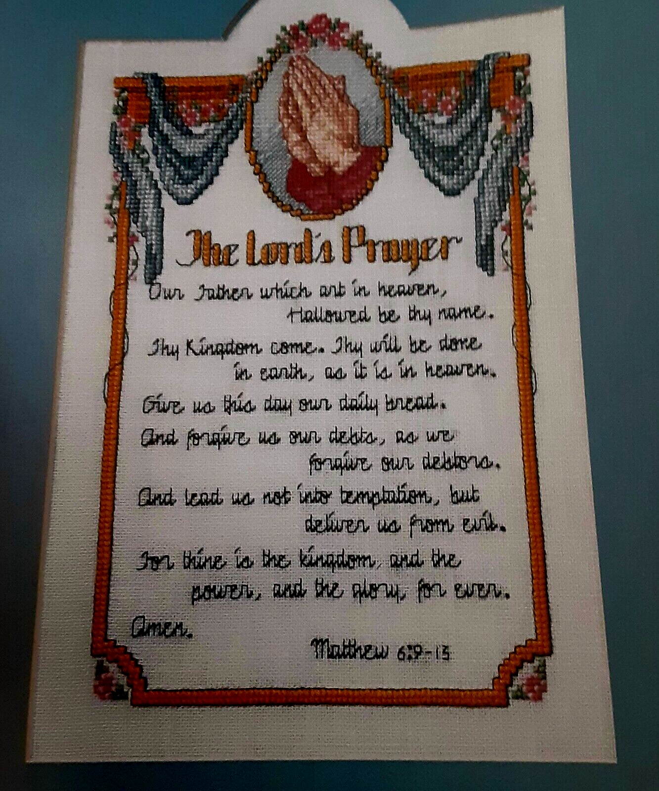 Cross Stitch Pattern The LORD'S PRAYER Praying Hands Bible