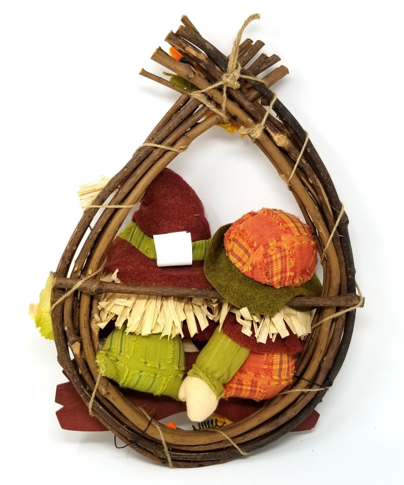 Harvest Time Scarecrows Grape Vine Fall Autumn Wall Decor Door Wreath