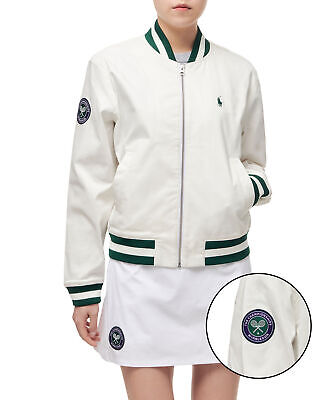 Pre-owned Polo Ralph Lauren Genuine  Varsity Bomber Jacket Womens - White