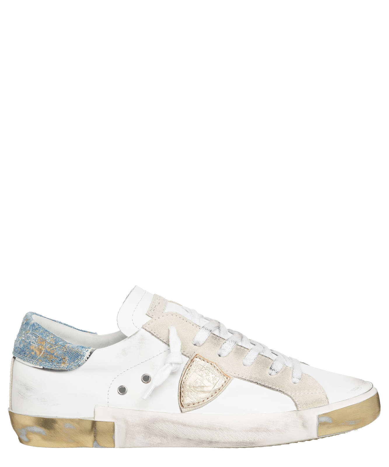 Pre-owned Philippe Model Sneakers Women Prsx Prld-vdm1 Veau Denim Metal - Blanc Azul In White
