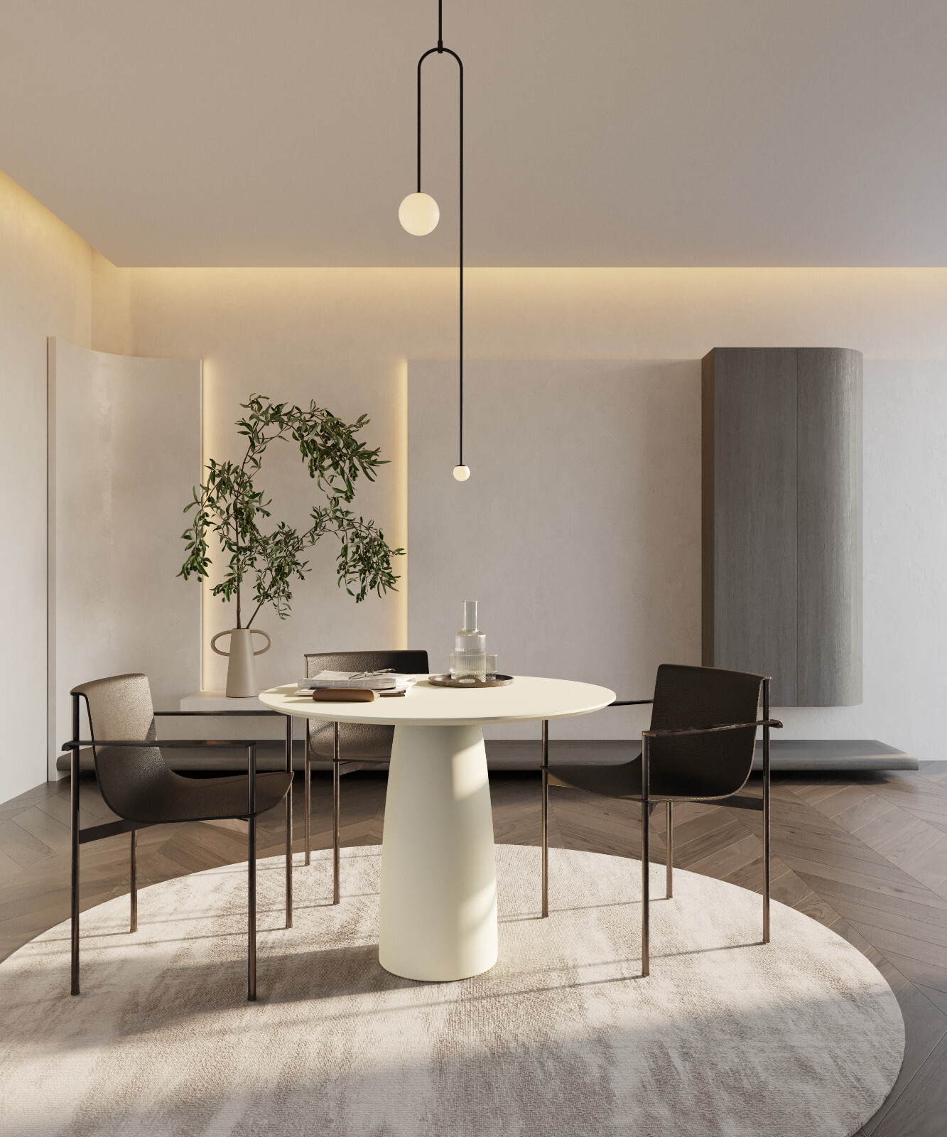 Japandi style Dining Table - White / Diameter 98cm - 38.5 Japandi style Dining Table - White / Diameter 98cm - 38.5