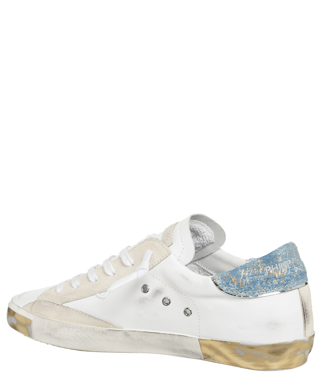 Pre-owned Philippe Model Sneakers Women Prsx Prld-vdm1 Veau Denim Metal - Blanc Azul In White