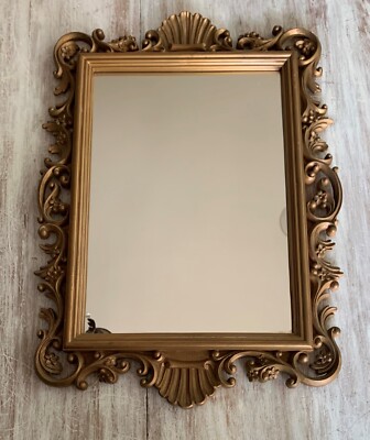 Vtg 1988 Homco French Hollywood Regency Bronze Tone Wall Mirror 20'' #2151