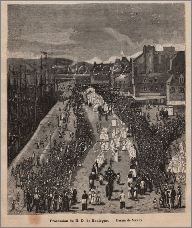 1878 : Illustration / Gravure: Procession De Nd De Boulogne Par Mergy
