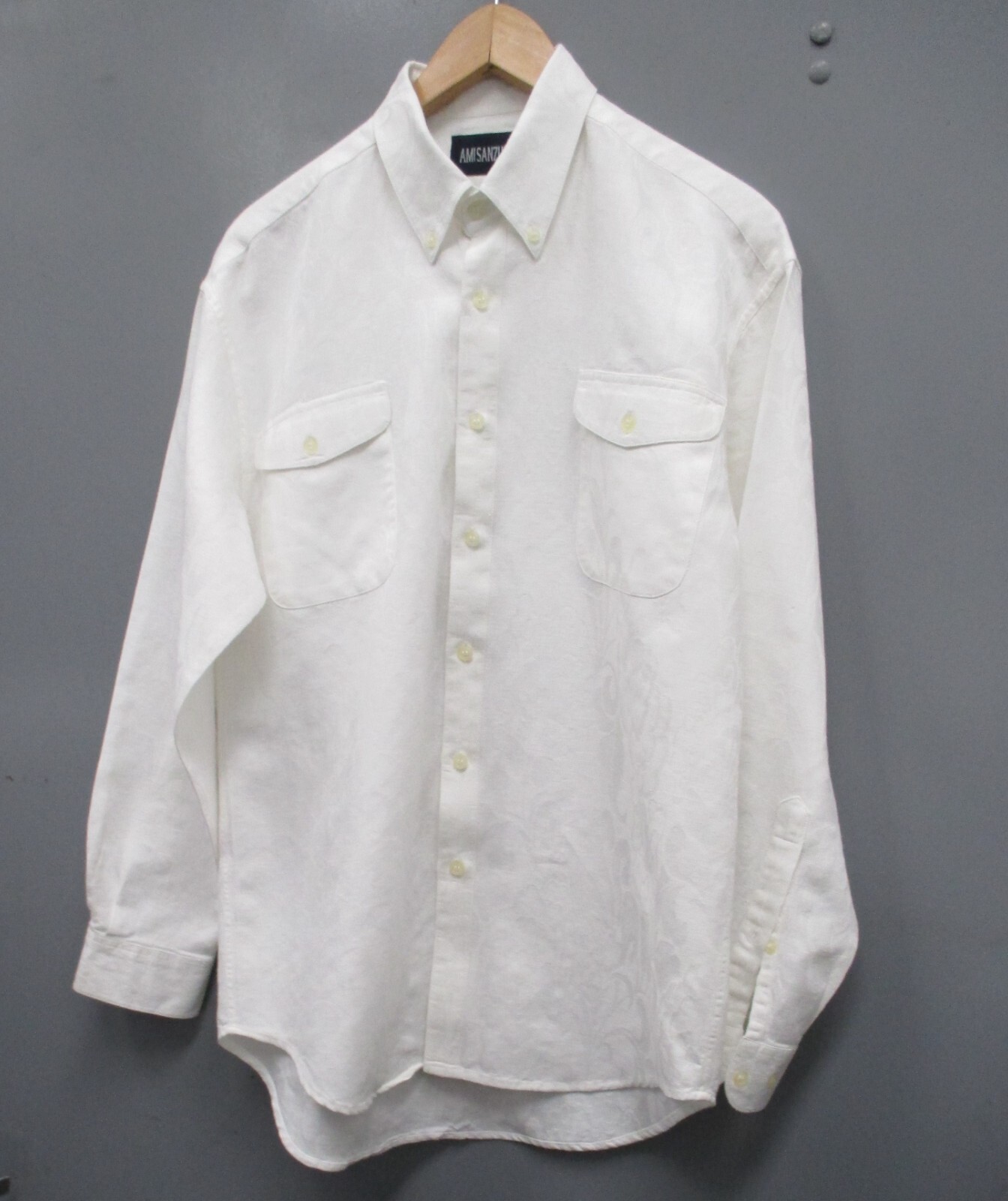 Vintage Ami sanzuri Shirt Adult Size S Ivory Linen Blend