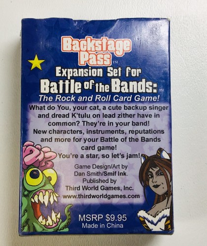 Backstage Pass Battle Of The Bands Card The Rock & Roll Card Game NEW