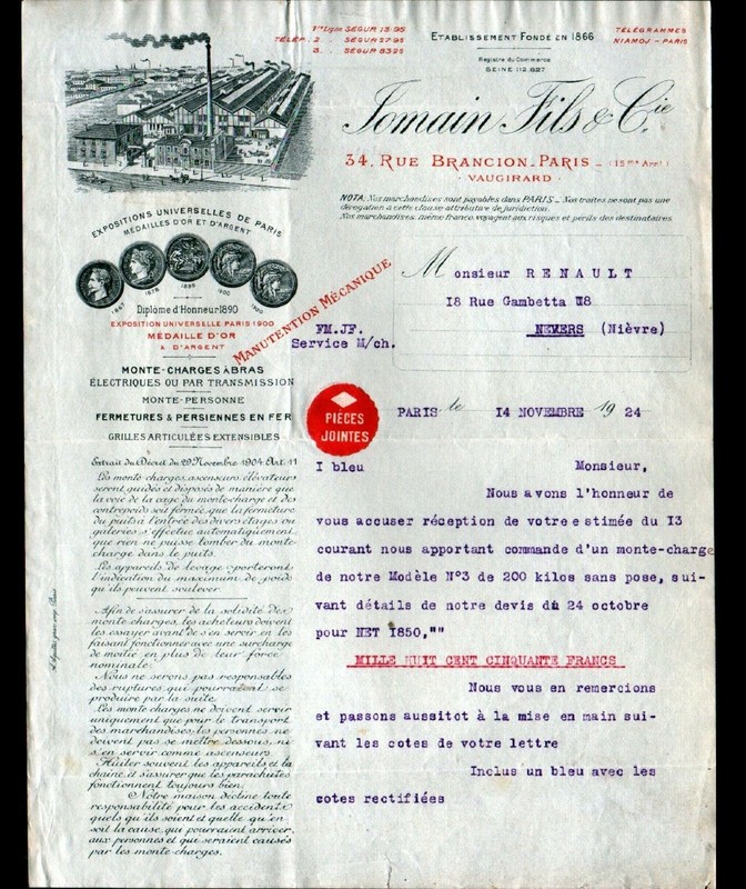 Paris (XvÂ°) Usine De Manutentions Mecaniques 