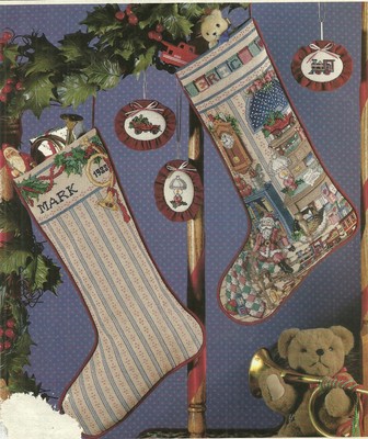 Holiday Study 2 Christmas Stockings CROSS STITCH PATTERN CHARTS from a magazine