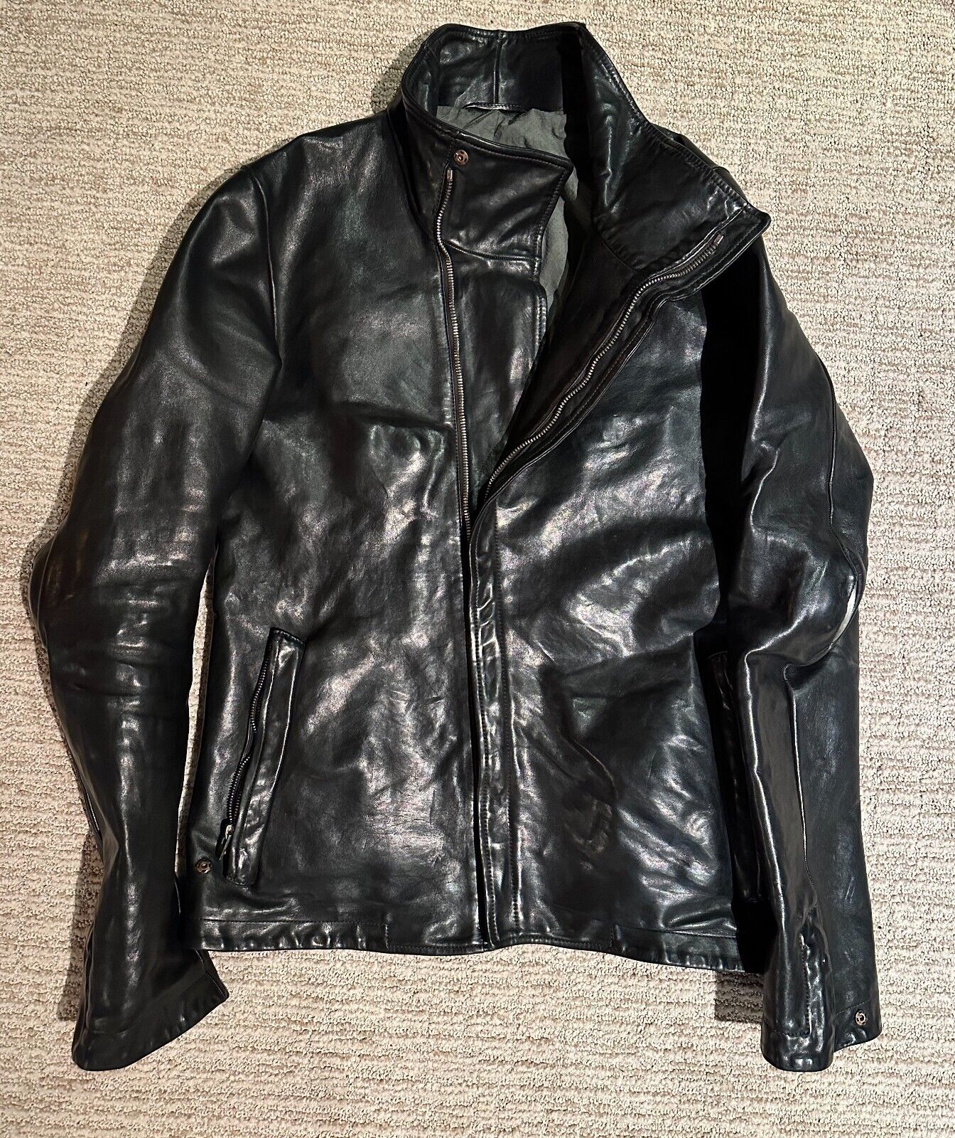 Carol Christian Poell High Neck CORS horse leather jacket 50