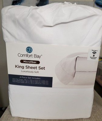 NWT Comfort Bay Sheet Set ~ King Size ~ MicrofiberWhite