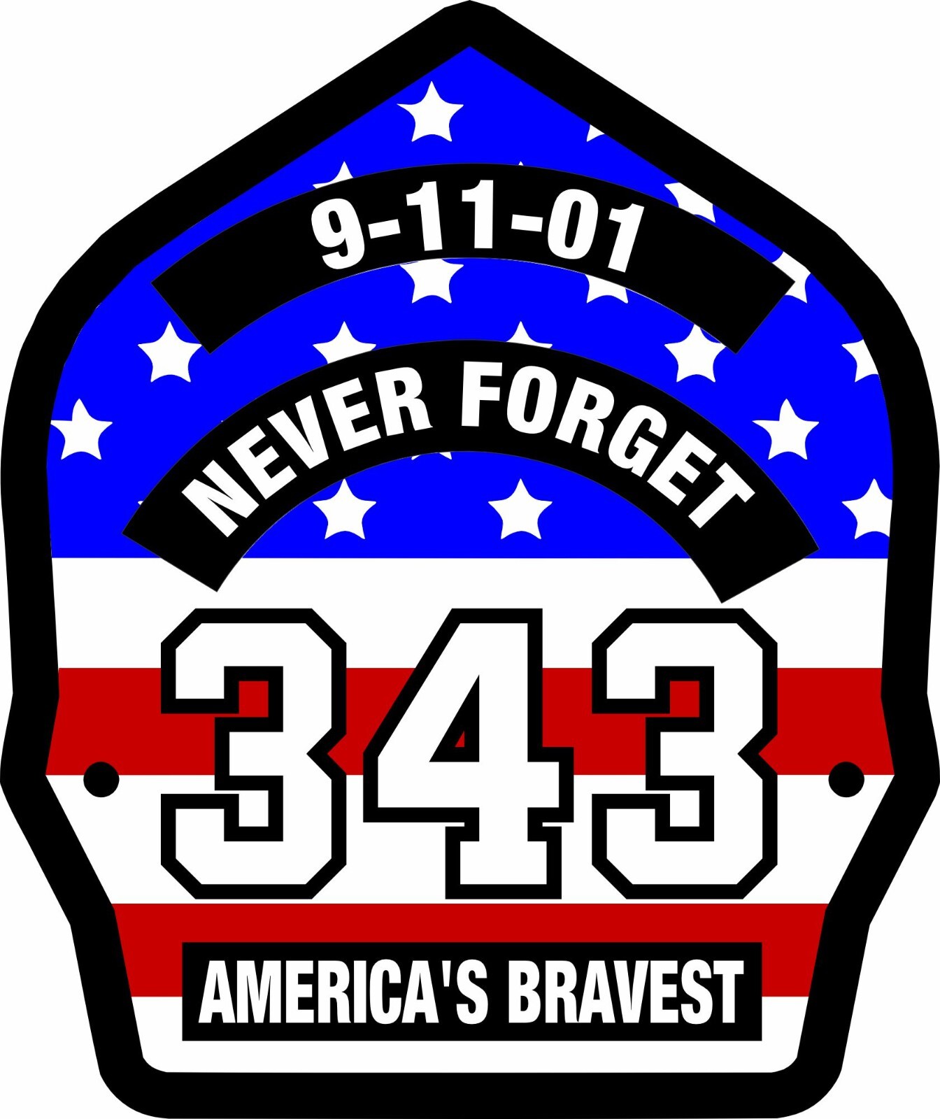 Firefighter Sticker 9/11 Never Forget 343 USA Flag Style Decal Firefighter Decal