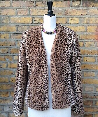 next fun faux fur bold leopard print jacket coat size uk 20 us 16 144886323408