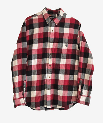 CHAPS Performance Flannel Check Button Shirt Men's Size XL