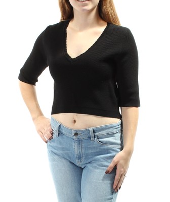 Женский черный укороченный топ без рукавов с V-образным вырезом RACHEL ROY Размер: M