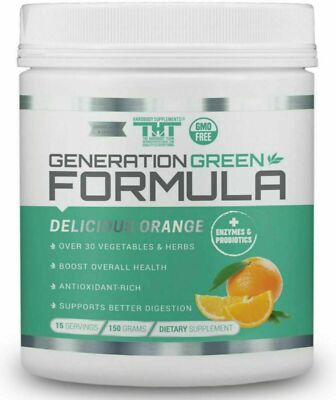 Generation Greens Powder Best Organic Superfood Green Formula - Orange Exp. 8/20