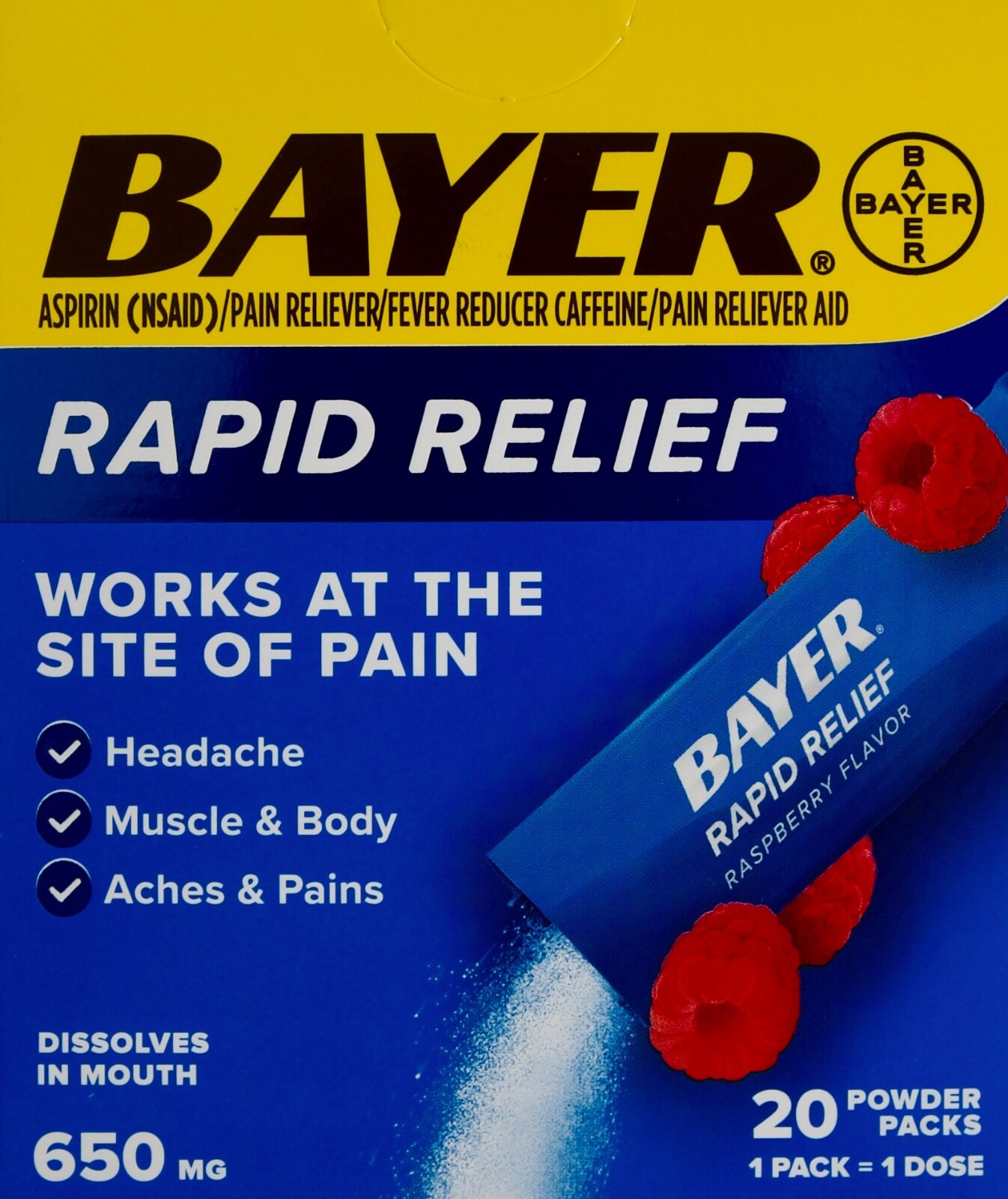 Bayer Aspirin 650mg with Caffeine Rapid Relief Powder Packs