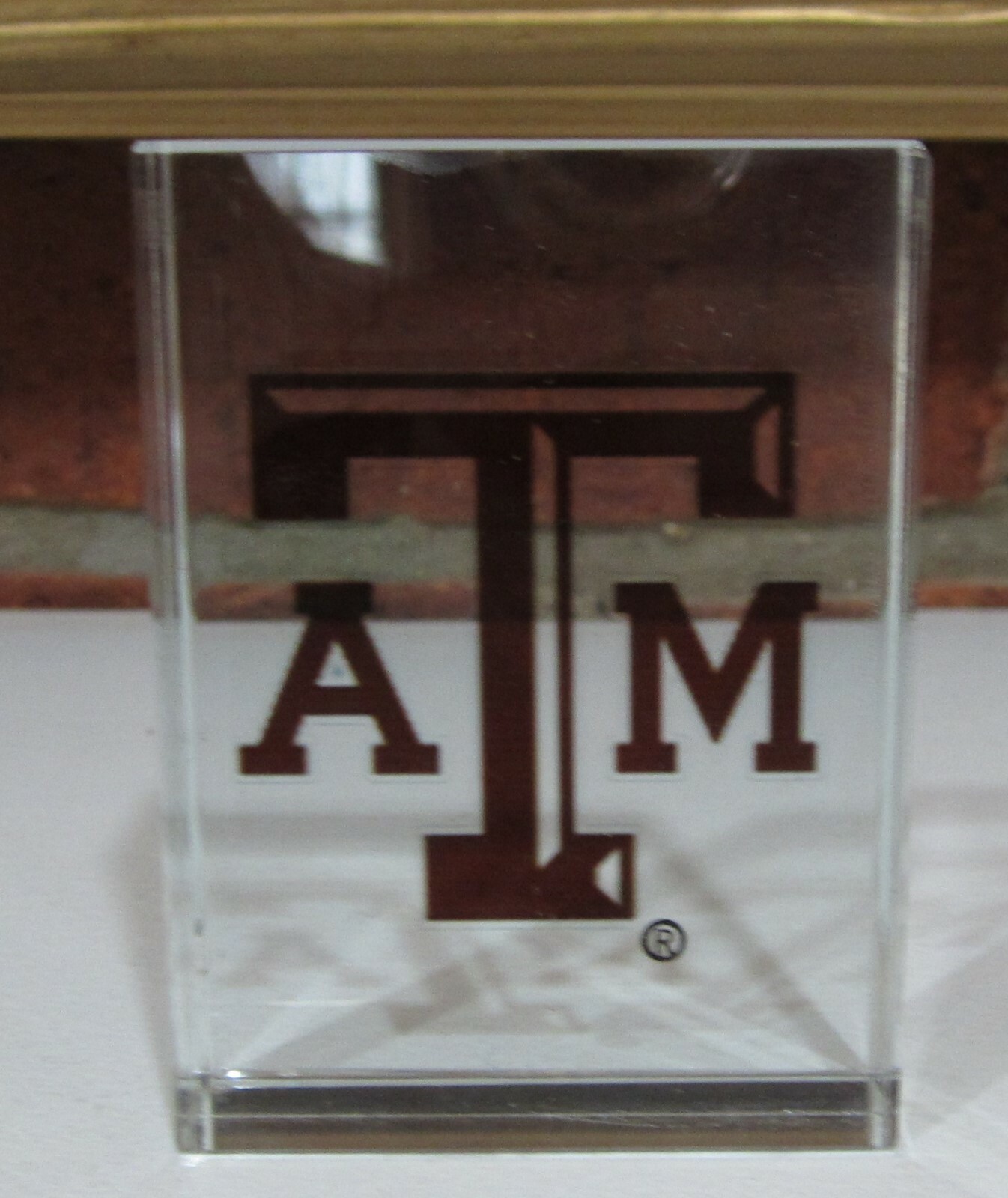 Texas A&M Paper Weight Aggies Clear Square With A&M Logo Comes In Box Unique