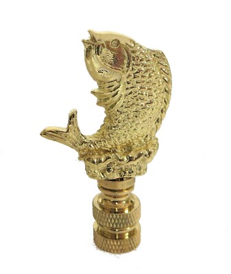 POLISHED BRASS FISH LAMP SHADE FINIAL  (FINIAL THREAD)   FT-71PB