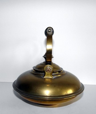 Vintage Brass Tea Kettle Pot with Acorn Finial on Lid, Wood Handle, 6 1/2